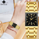 Relógio unissex Luxury WWOOR quadrado à prova d'água