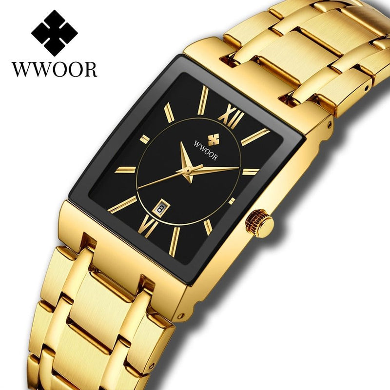 Relógio unissex Luxury WWOOR quadrado à prova d'água